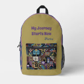 Muted Earthy Folk Art Patchwork Quilt Bedrukte Rugzak (Voorkant)