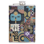 Muted Earthy Folk Art Patchwork Quilt Heupfles (Voorkant)