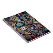 Muted Earthy Folk Art Patchwork Quilt Notitieboek (Rechterzijde)