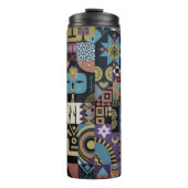 Muted Earthy Folk Art Patchwork Quilt Thermosbeker (Voorkant)