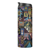 Muted Earthy Folk Art Patchwork Quilt Thermosbeker (Geroteerd rechts)