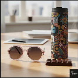 Muted Earthy Folk Art Patchwork Quilt Thermosbeker