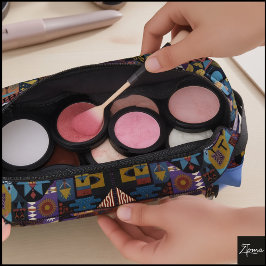 Muted Earthy Folk Art Patchwork Quilt Toilettasje