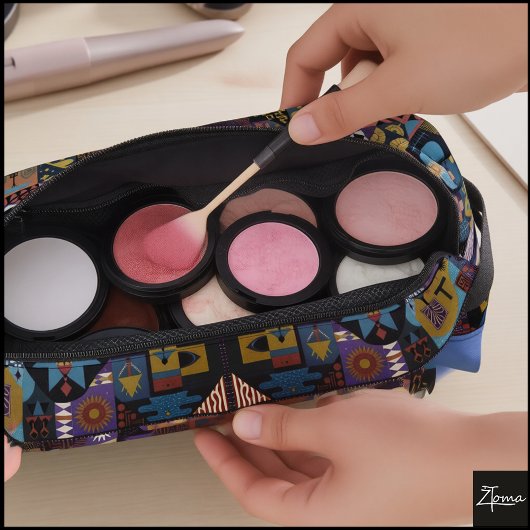 Muted Earthy Folk Art Patchwork Quilt Toilettasje