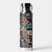 Muted Earthy Folk Art Patchwork Quilt Waterfles (Voorkant)