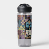 Muted Earthy Folk Art Patchwork Quilt Waterfles (Voorkant)