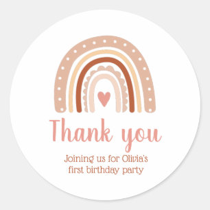 Muted Earthy Tone Boho Rainbow Dank u Ronde Sticker