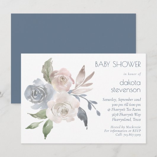 Muted Floral Bouquet | Baby shower Roos van pasta Kaart (Voorkant / Achterkant)