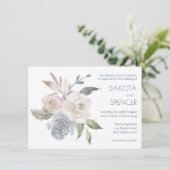 Muted Floral Bouquet | Roze blauwe crèmeweddenscha Kaart (Staand voorkant)