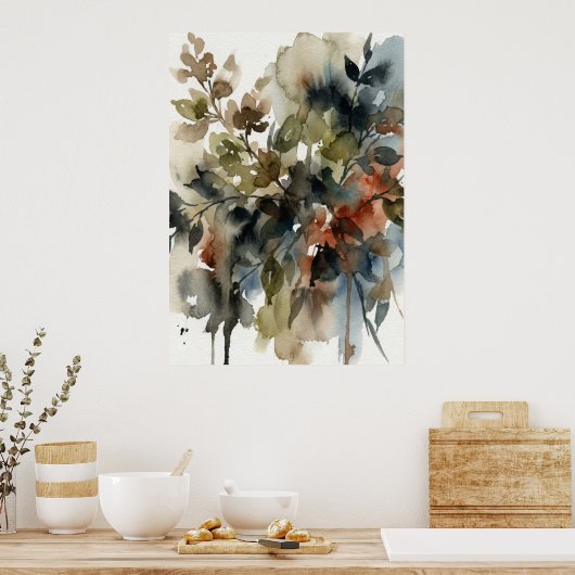 Muted Forest Watercolor Poster (Keuken)