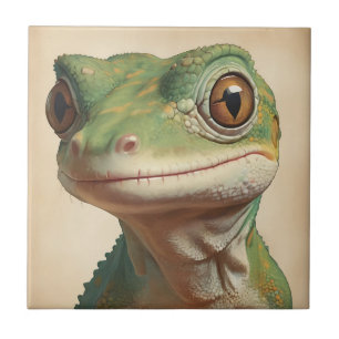 Muted Gecko Retro Portret Tegeltje