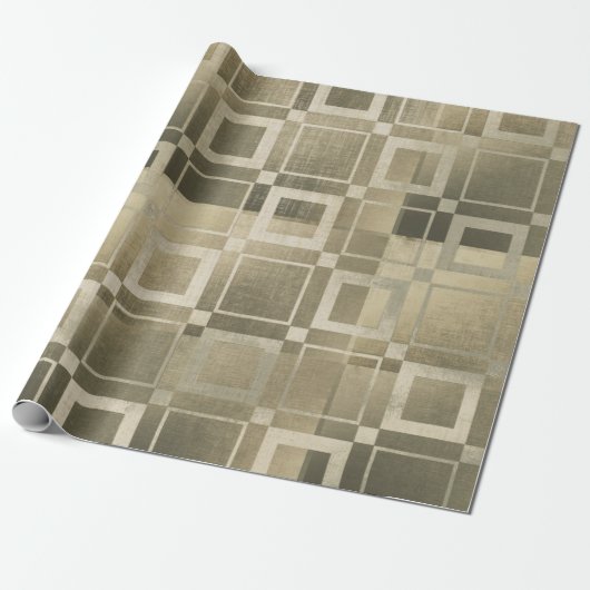 Muted Gold Squares Modern Geometric Glam Party Cadeaupapier (Uitgerold)