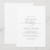 Muted Gray Minimal Brunch and Bubbly Bridal Shower Kaart (Voorkant / Achterkant)