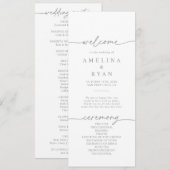 Muted Gray Simple Minimalist Wedding Program Programmakaart (Voorkant / Achterkant)