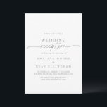 Muted Gray Simple Minimalist Wedding Reception Kaart<br><div class="desc">This muted gray simple minimalist wedding reception invitation is perfect for a modern post elopement party. The simple and elegant design features classic and fancy script typography in gray and white. 

RSVP cards are sold separately,  or you can the RSVP details to the back or bottom of the card.</div>