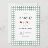 Muted Green Baby Q paar Baby shower Uitnodiging (Voorkant)