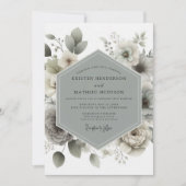 Muted Green Botanical Romance Wedding Kaart (Voorkant)