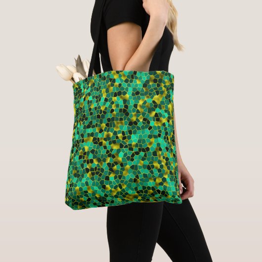 Muted Green en Gold Shatter Tote Bag (Dichtbij)
