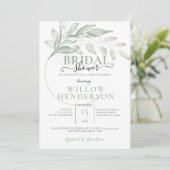 Muted Green Leaves Wedding Shower Uitnodiging (Staand voorkant)