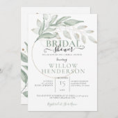 Muted Green Leaves Wedding Shower Uitnodiging (Voorkant / Achterkant)