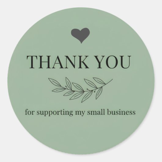 Muted Green Thank You Business Sticker  (Voorkant)