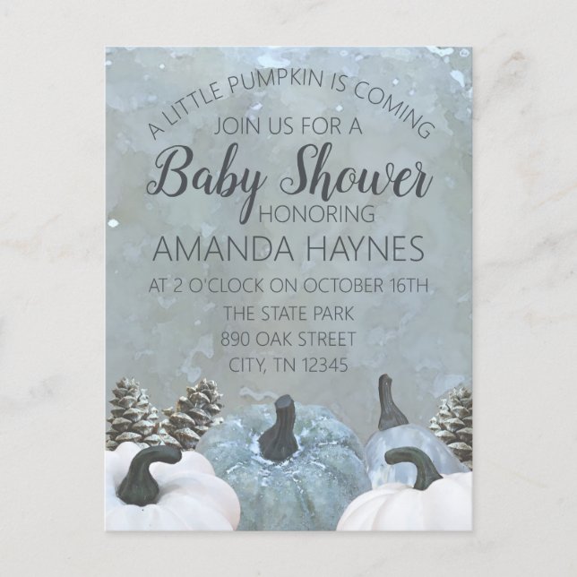 Muted Grey & Sage Herfst Baby shower Briefkaart (Voorkant)