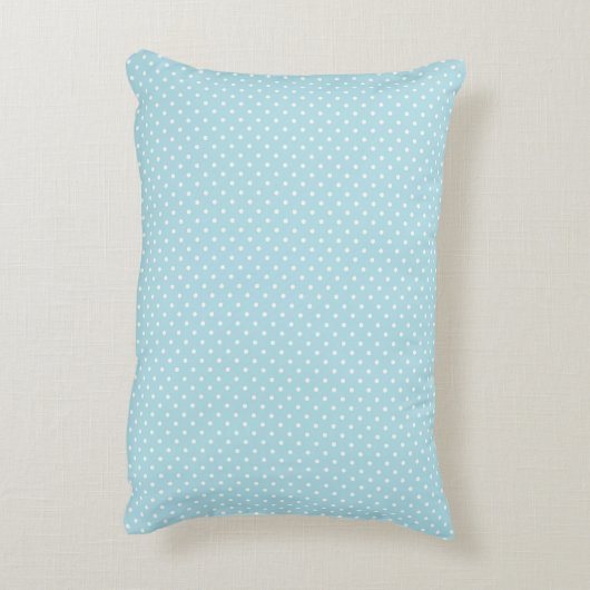 Muted Light Cyan Aqua Blue en Polka Dots Accent Kussen (Achterkant (Verticaal))