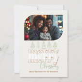 Muted Minimalist Retro Doodle Christmas Photo Feestdagenkaart (Voorkant)