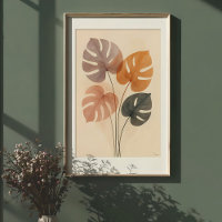 Muted Monstera Harmony Waterverf Print