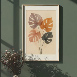 Muted Monstera Harmony Waterverf Print