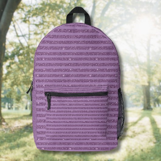 Muted Mulberry Glitter Style Horizontal Stripes Bedrukte Rugzak