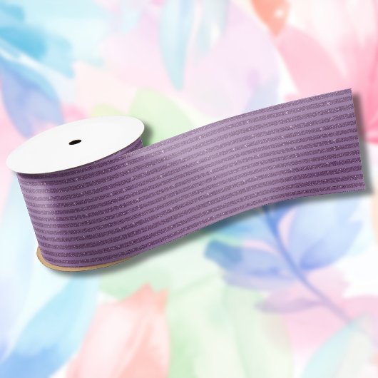 Muted Mulberry Glitter Style Horizontal Stripes Satijnen Lint
