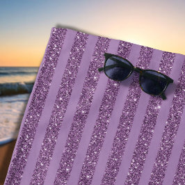 Muted Mulberry Glitter Style Horizontal Stripes Strandlaken