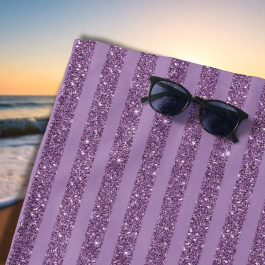 Muted Mulberry Glitter Style Horizontal Stripes Strandlaken