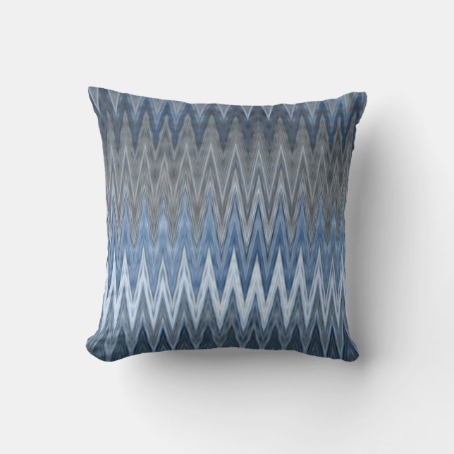 Muted Navy Blue Trendy Wavy Pattern Kussen (Voorkant)
