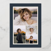 Muted Navy Ivory Photo Graduation Rose Gold Folie Uitnodiging (Achterkant)