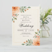 Muted Orange Blossom Arch Wedding Kaart (Staand voorkant)