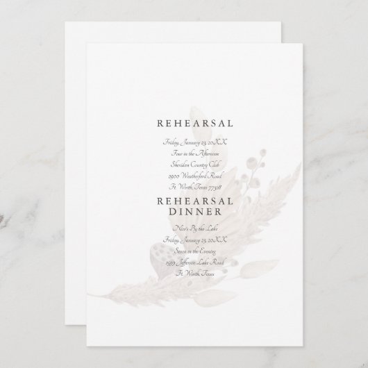 Muted Pampas Wedding Rehearsal Kaart (Voorkant / Achterkant)