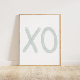 Muted Pastel Blue XO Poster
