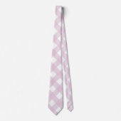 muted pastel pink white gingham plaid print stropdas (Voorkant)