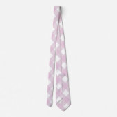 muted pastel pink white gingham plaid print stropdas (Achterkant)