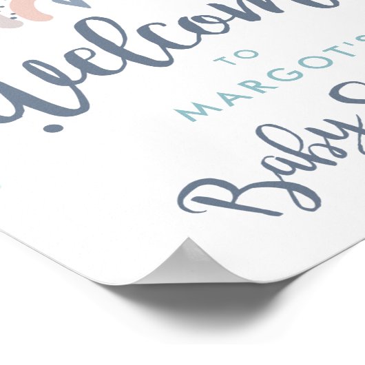 Muted Pastel Rainbow Baby shower Welkom Poster (Hoek)