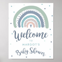 Muted Pastel Rainbow Baby shower Welkom Poster
