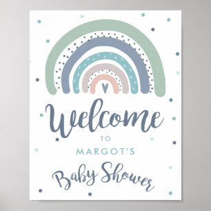 Muted Pastel Rainbow Baby shower Welkom Poster