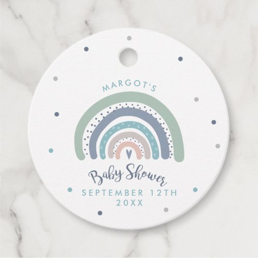 Muted Pastel Regenboog Baby shower Bedankjes Labels (Voorkant)