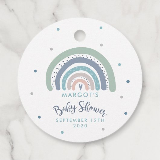 Muted Pastel Regenboog Baby shower Bedankjes Labels (Achterkant)