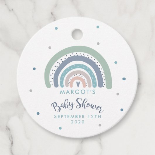 Muted Pastel Regenboog Baby shower Bedankjes Labels (Voorkant)