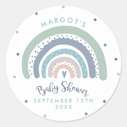 Muted Pastel Regenboog Baby shower Ronde Sticker (Voorkant)