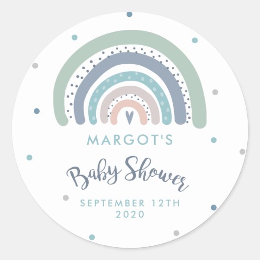 Muted Pastel Regenboog Baby shower Ronde Sticker (Voorkant)