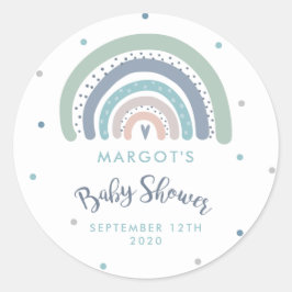 Muted Pastel Regenboog Baby shower Ronde Sticker